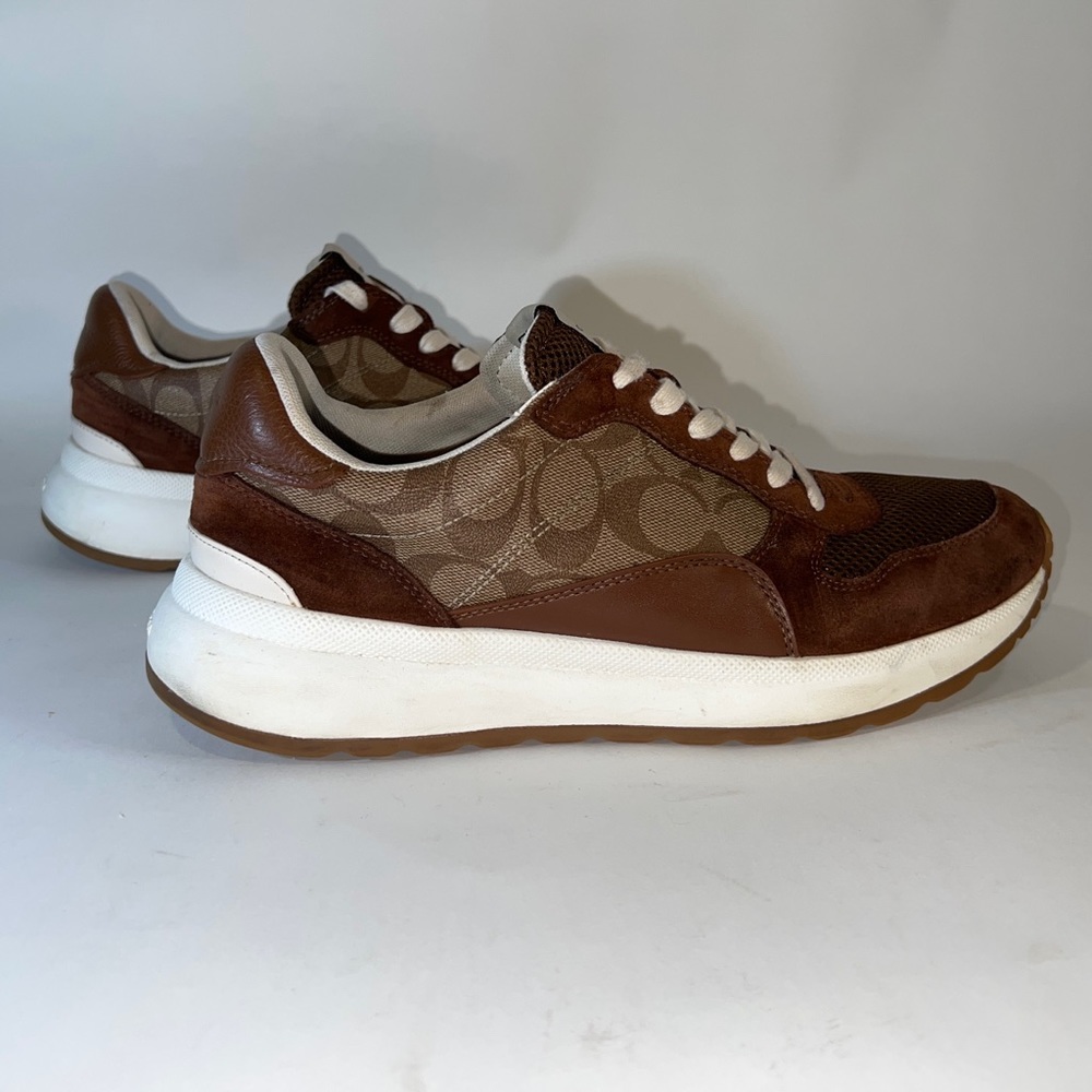 Coach Tech Runner Mens Size 9D FG3511 Khaki Saddle Signature